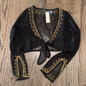 sold! deadstock vintage y2k silk front tie crop bolero shrug